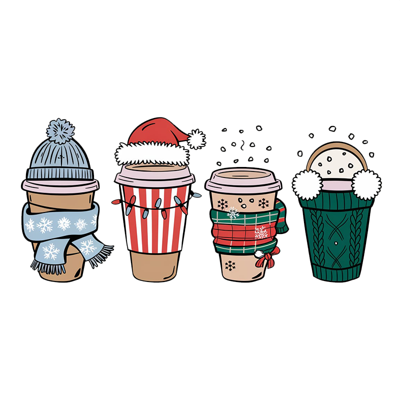 Christmas Coffee Cups Graphic T-Shirt