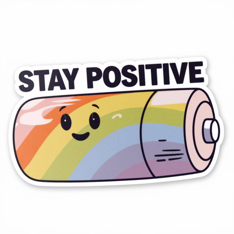 Stay Positive Rainbow Battery Graphic T-Shirt