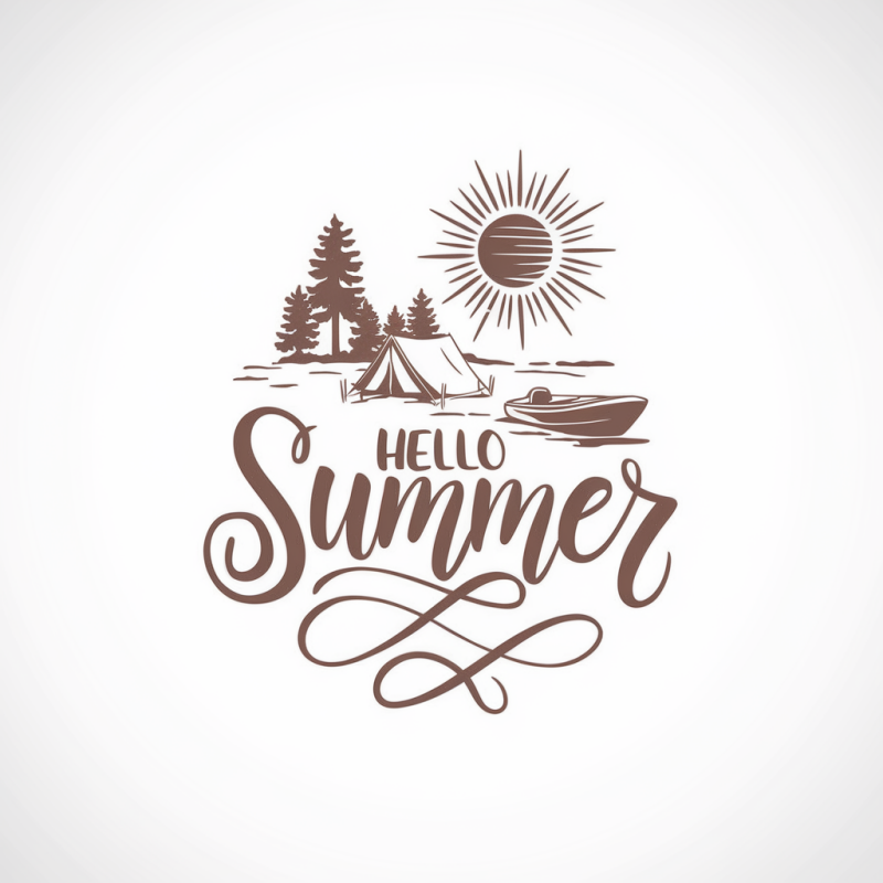 Hello Summer Graphic T-Shirt - Camping & Nature Design