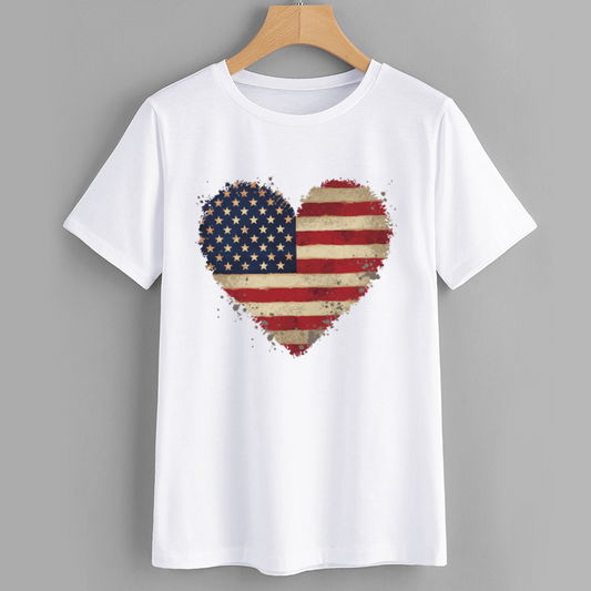 American Heart Flag T-Shirt - Patriotic Graphic Tee