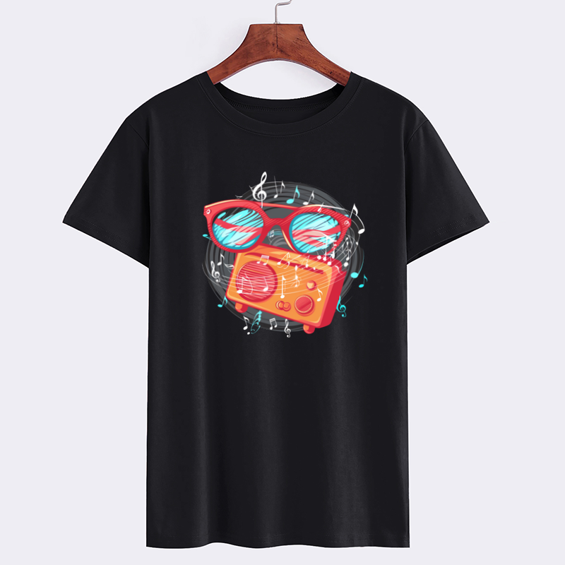 Retro Radio Graphic Cotton T-shirt