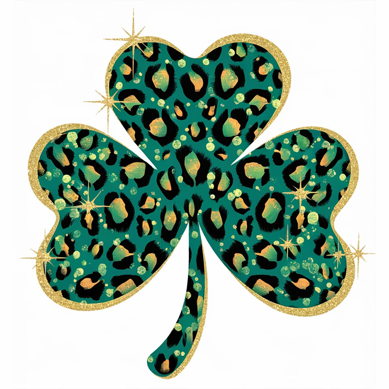 St. Patrick's Day Leopard Leaf Print T-Shirt