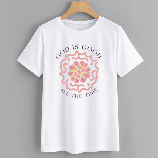 Inspirational 'God is Good' Floral Graphic T-Shirt