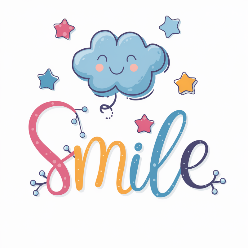 Smile Cloud White Cotton T-Shirt Casual