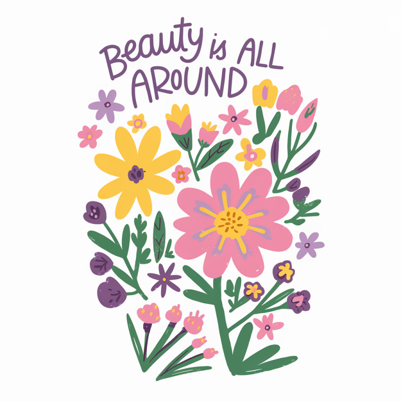 Floral Beauty is All Around Graphic T-Shirt