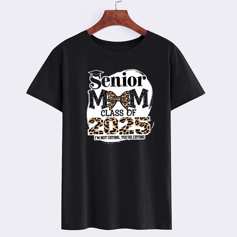 Senior Mom Class of 2025 T-Shirt with Leopard Print