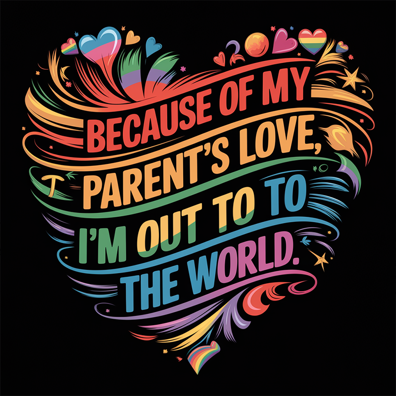 Pride Graphic Top 'Because of My Parent's Love, I'm Out to the World' T-Shirt