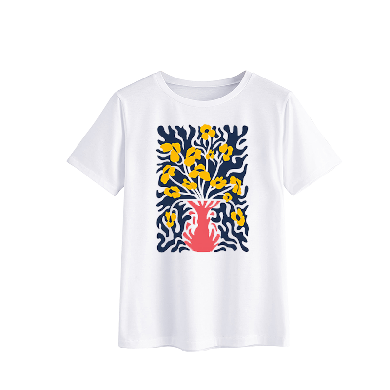 Artistic Floral Print T-Shirt for Casual Summer Wear