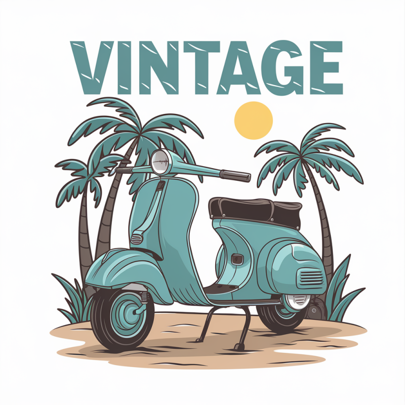 Vintage Retro Scooter Cotton T-Shirt
