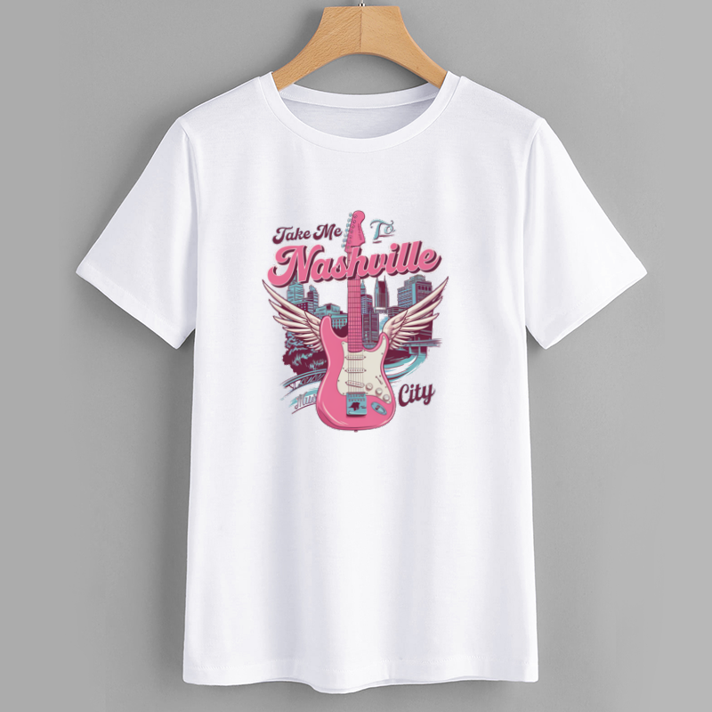 Nashville Music City Winged Guitar Cotton T-Shirt