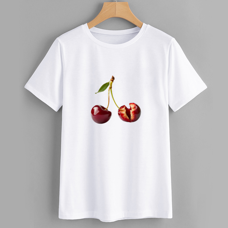 Cotton Cherry Graphic T-Shirt Casual