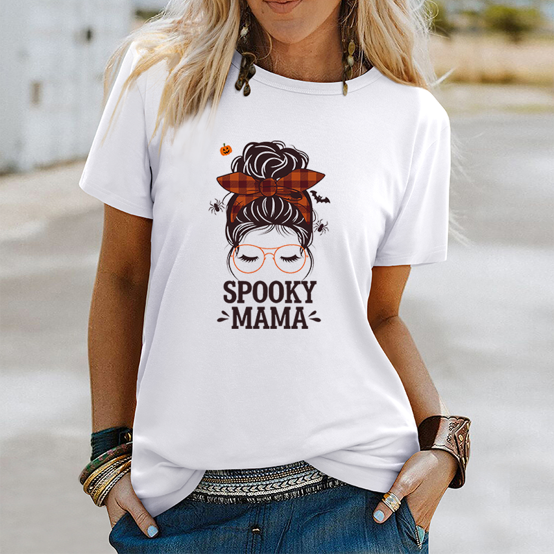 Halloween Funny Ball Head MAMA Pattern Top