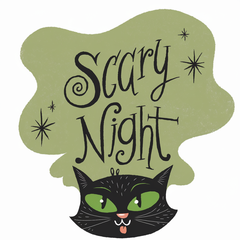 Scary Night Cat Graphic T-Shirt
