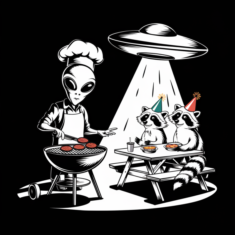 Alien Chef Barbecue Graphic T-Shirt