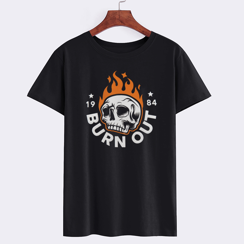 Vintage Burn Out Skull Graphic T-Shirt