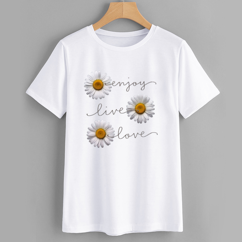 BloomJoy Daisy Print Cotton T-Shirt