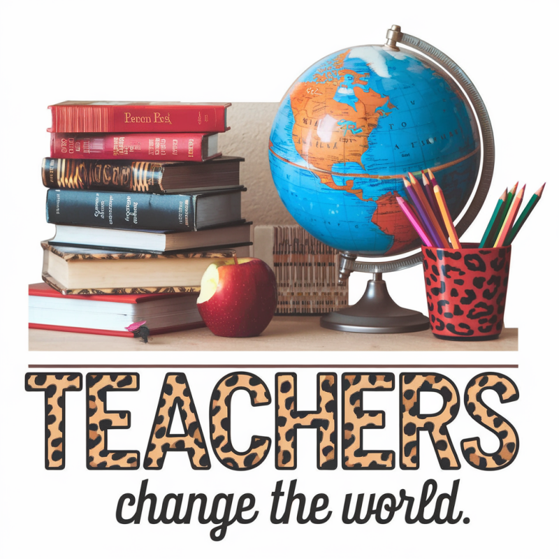 Creative Teacher Globe and Books Graphic T-Shirt