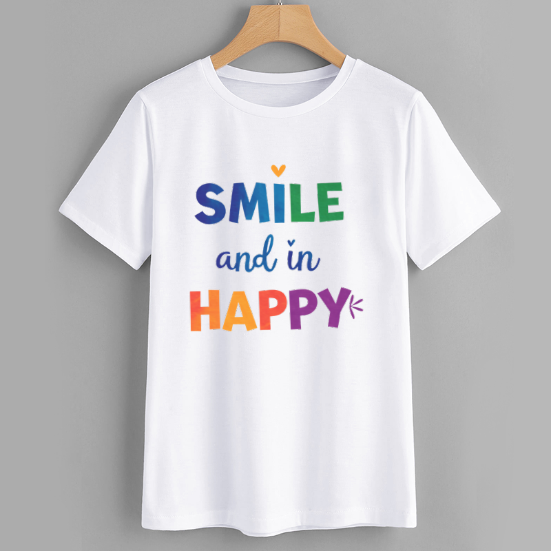 Cotton Colorful Text Graphic T-Shirt