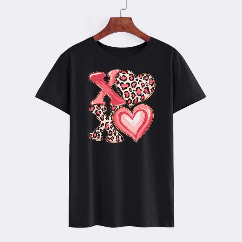 Leopard Print XOXO Heart Graphic T-Shirt