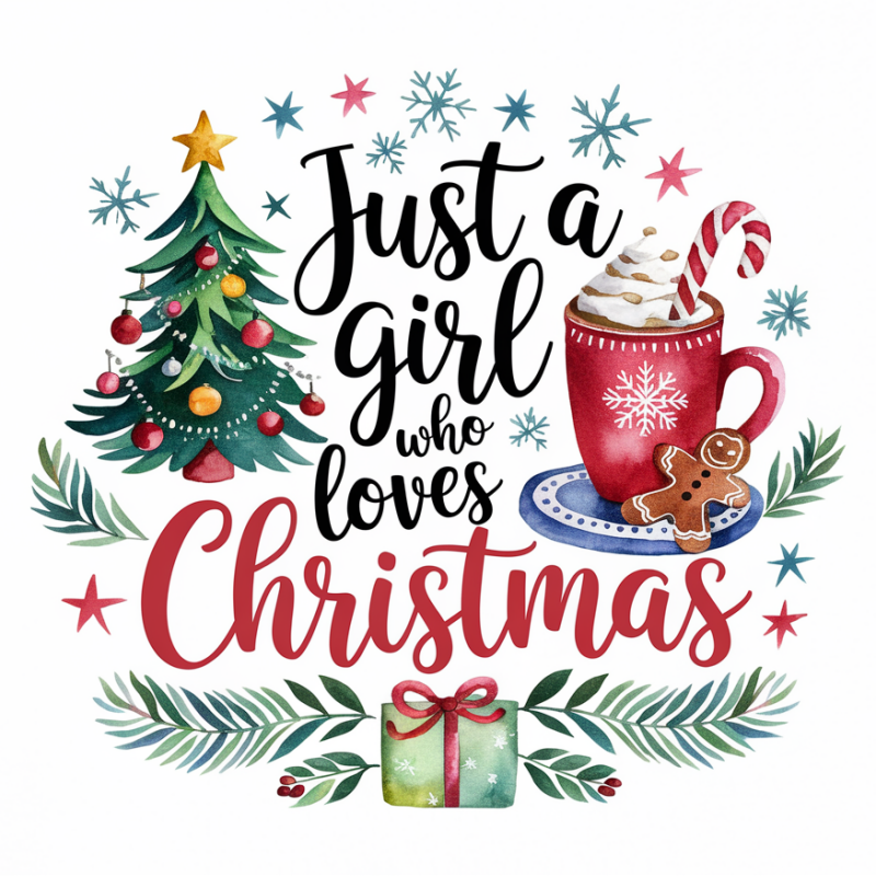 Just a Girl Who Loves Christmas Graphic T-Shirt