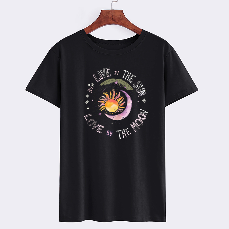 Celestial Sun Moon Graphic Cotton T-Shirt