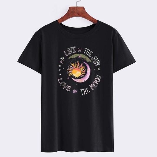 Celestial Sun Moon Graphic Cotton T-Shirt