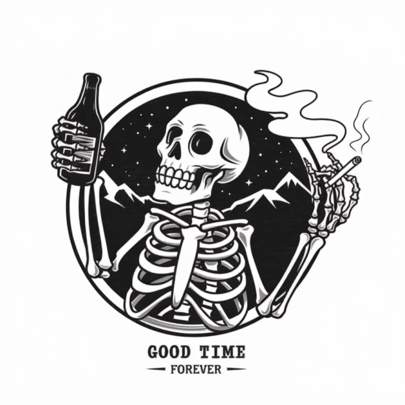 Skeleton 'Good Time' Graphic T-Shirt