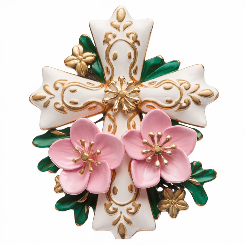 Elegant Floral Cross Graphic T-Shirt