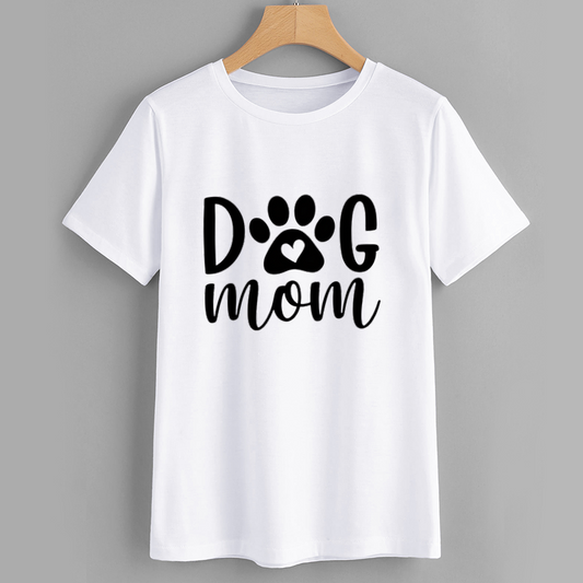 Dog Mom Paw Print Cotton T-Shirt