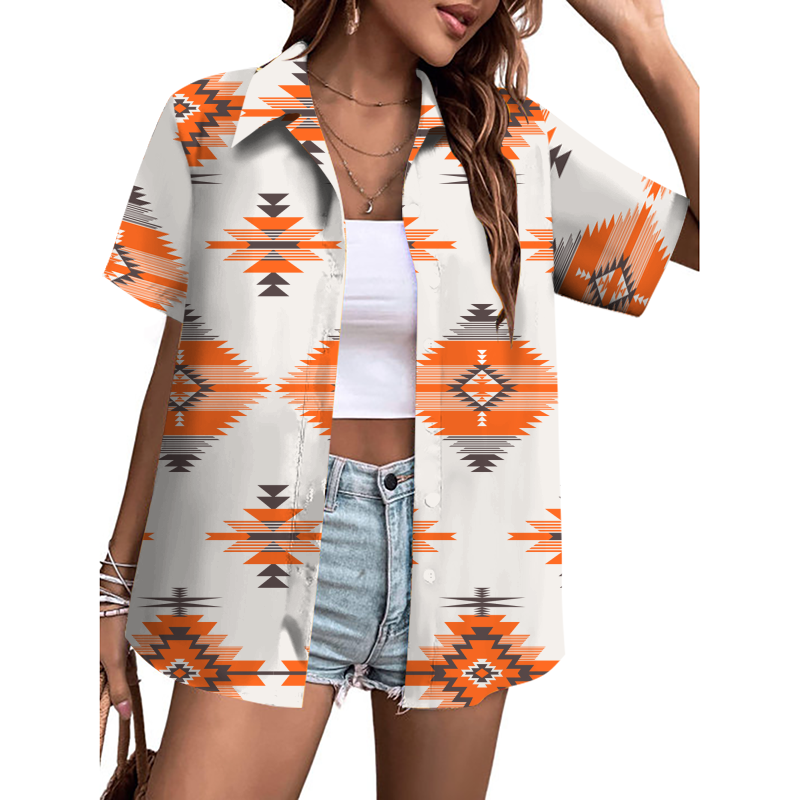 Geometric Pattern Button-Down Shirt