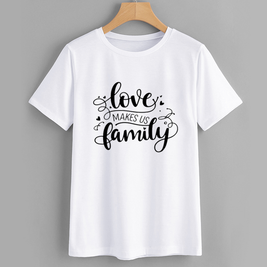 Love Makes Us Family Cotton Graphic T-Shirt