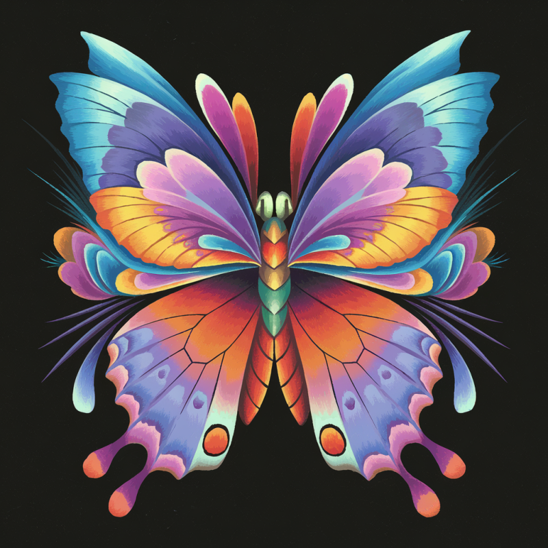 Colorful Butterfly Graphic T-Shirt
