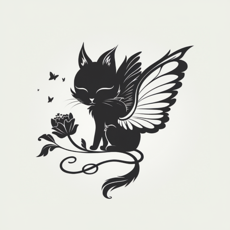 Mystic Cat Fairy Graphic Cotton T-Shirt