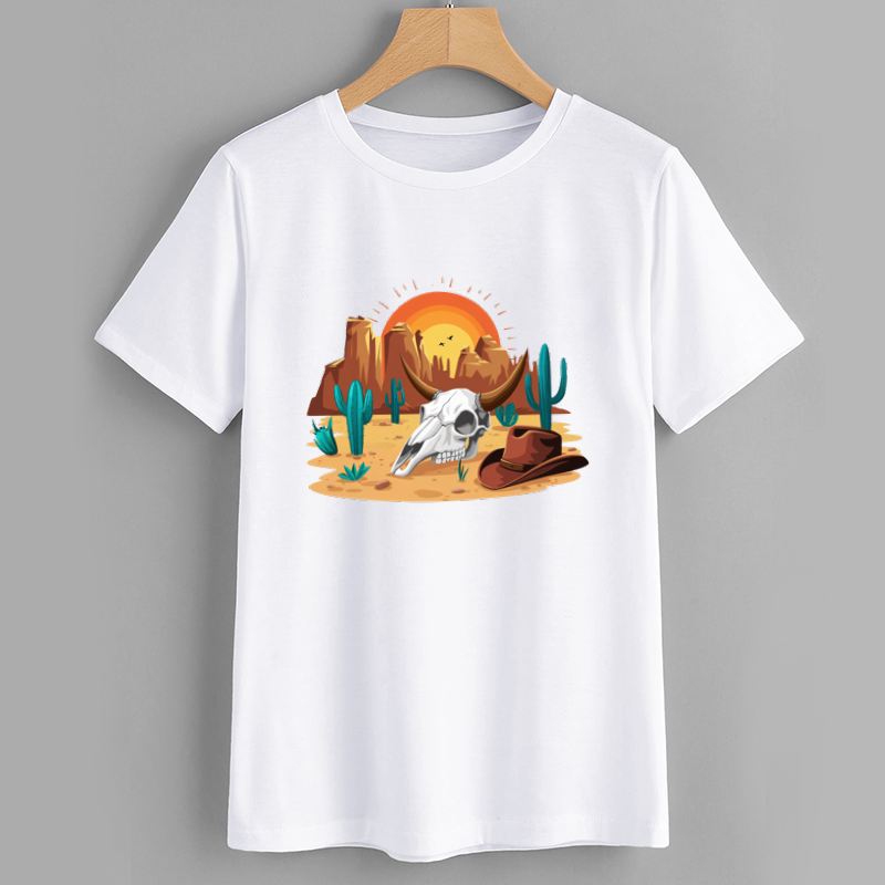 Western Cow Skull Graphic T-Shirt