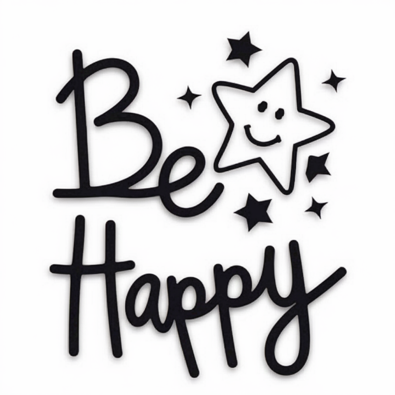 Be Happy Smiling Star Cotton Graphic T-Shirt