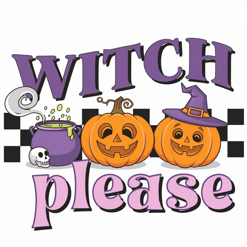 Witch Please Halloween Graphic T-Shirt - Funny Pumpkin Tee