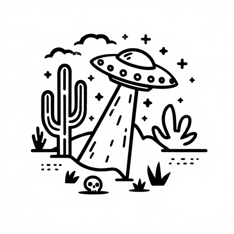 UFO and Cactus Graphic T-Shirt