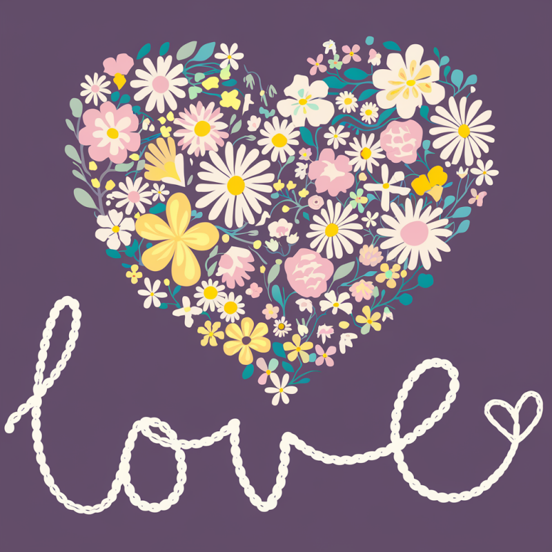 Floral Heart Love Graphic T-Shirt
