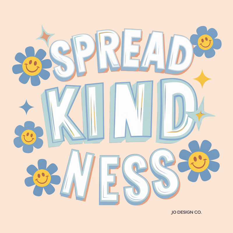 Retro Kindness Graphic Cotton T-Shirt