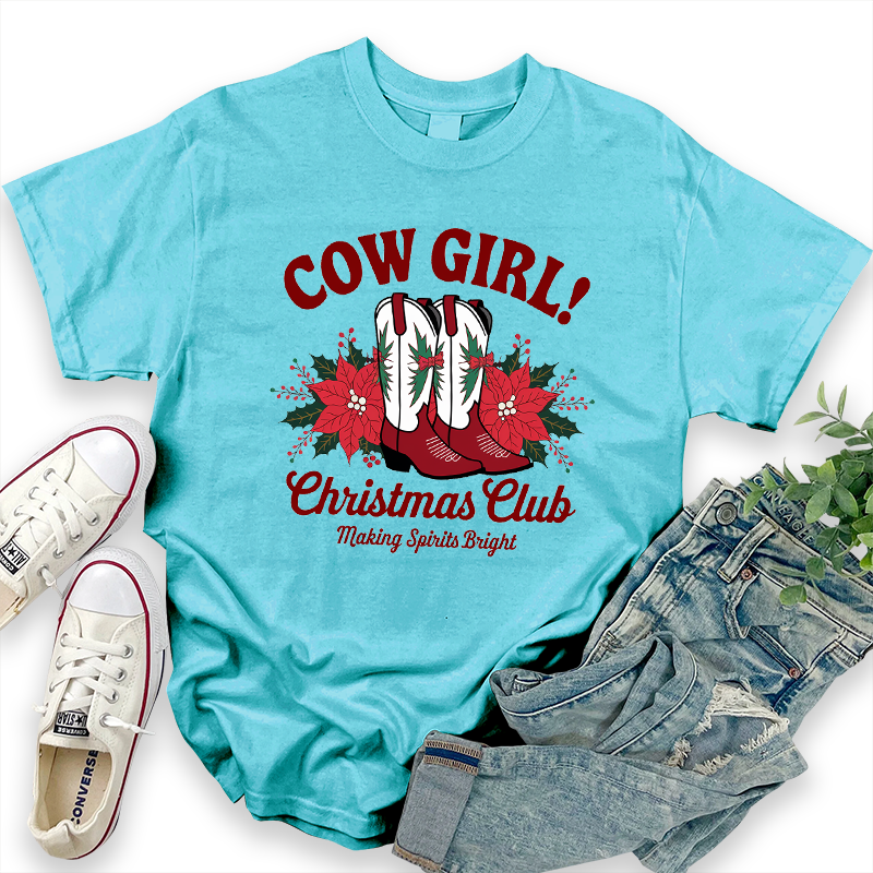 Cow Girl Christmas Western Style T-Shirt