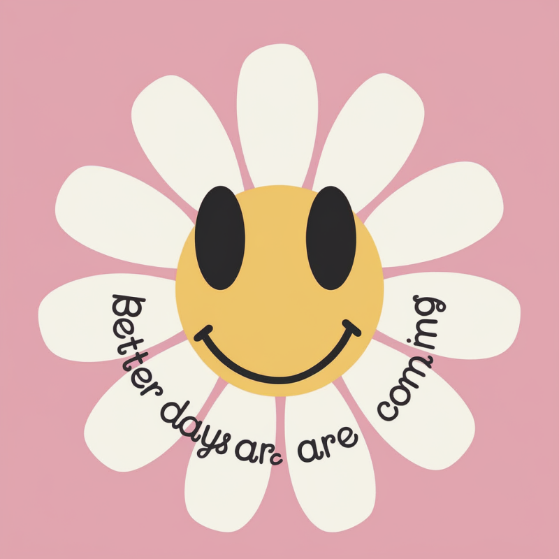 Happy Daisy Smiley Face Graphic Cotton T-Shirt