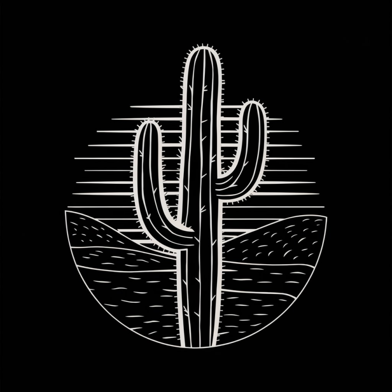 Black Cactus Graphic T-Shirt for Casual Wear