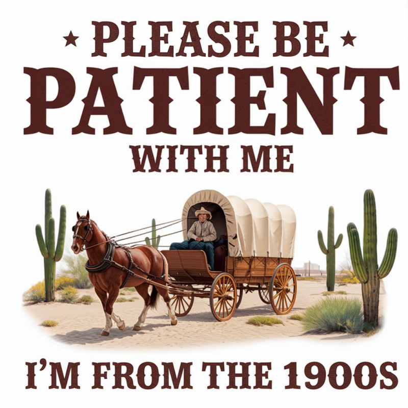 Vintage Horse Wagon Graphic White T-Shirt