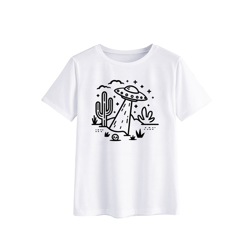UFO and Cactus Graphic T-Shirt