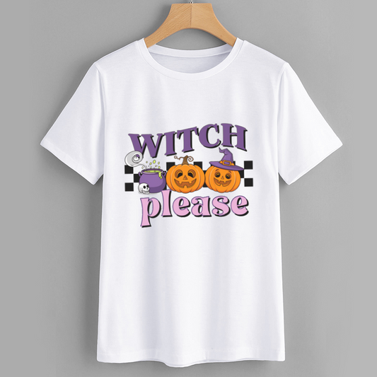 Witch Please Halloween Graphic T-Shirt - Funny Pumpkin Tee