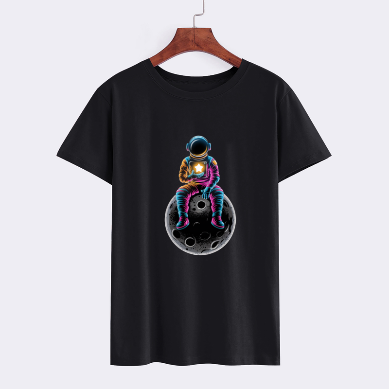 Colorful Astronaut Moon Graphic T-Shirt