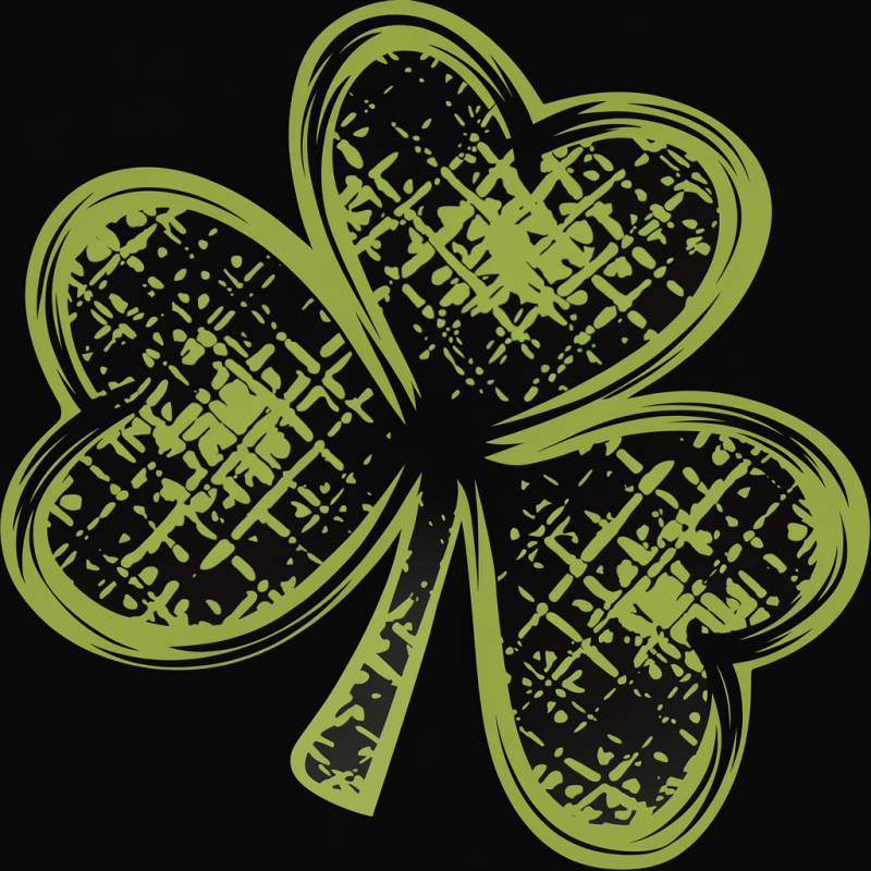 Graphic Black T-Shirt with Four-Leaf Clover Print