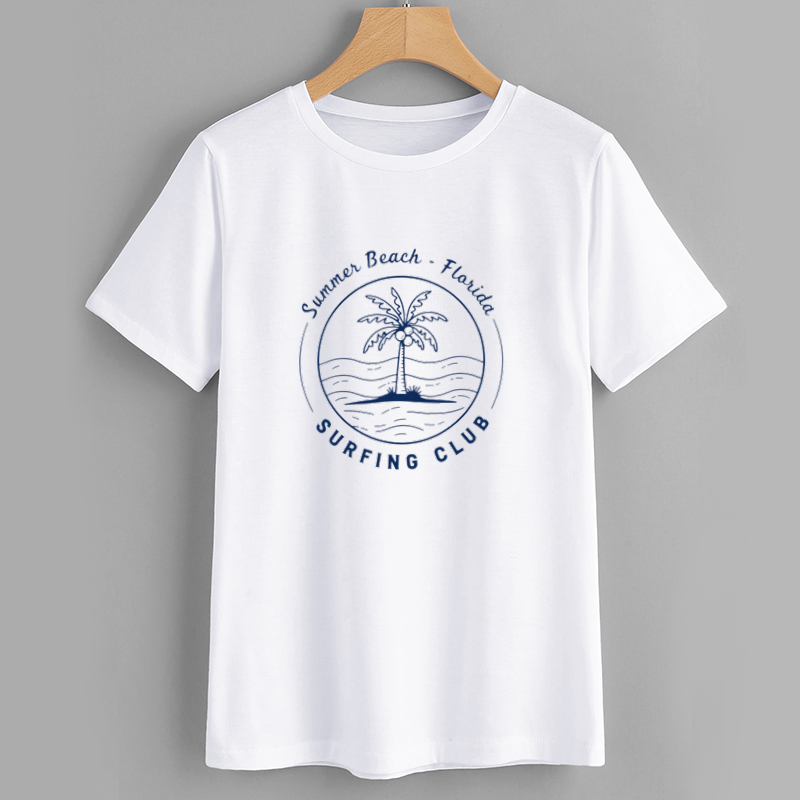 Surfing Club Palm Tree Cotton T-Shirt