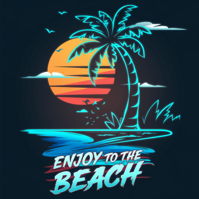 Beach Vibes Graphic T-Shirt with Palm Tree Design