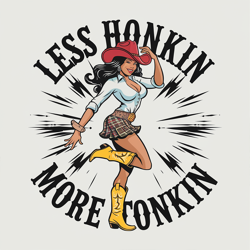 Western Girls Graphic T-Shirt 'Less Honkin More Tonkin'